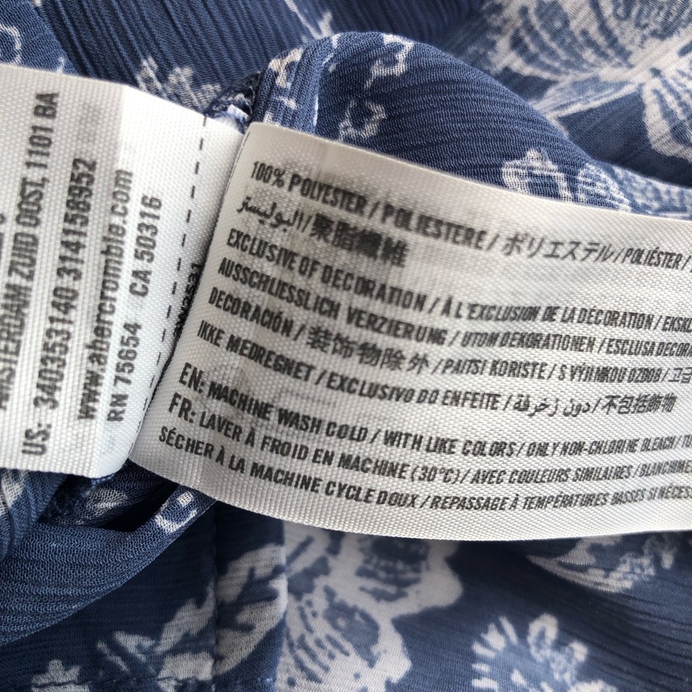Hollister Blue/White Floral High-Low Shirt Dress Women’s Size M Long Sleeves Top - Picture 8 of 16